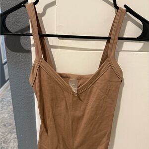 Tan Ribbed Tank Top